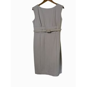 Adrienne Vittadini Gray Belted Sheath Dress Sleeveless V Neck Large